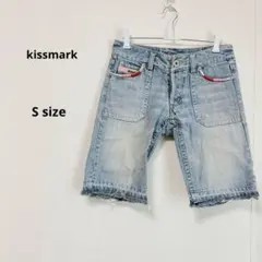 kissmark キスマーク　デニムハーフパンツ　S バックロゴ　ボタンフライのサムネイル