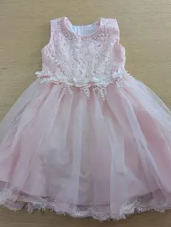 ピンク レース チュールドレス