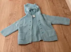 gap ベビー水色くまみみフード付きカーディガン