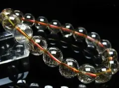 天然石 レア 高級品 ゴールドルチル水晶 ブレスレット プレゼント箱付 送料無料