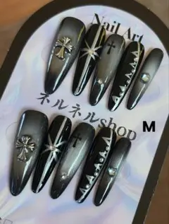 現品】マグネットネイルチップ ワンホン 韓国 y2k ブラック 量産