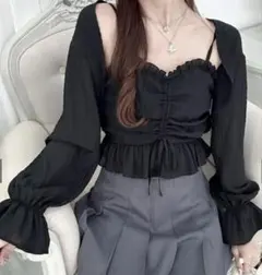 GRL シアーボレロ×リボンフリルキャミソールアンサンブル dk1402