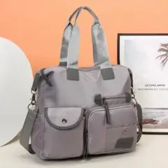 軽くて大容量！2wayショルダートート　マザーズ・通勤・旅行に◎ グレー　灰色