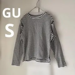 GU ボーダー柄 オープンショルダー 長袖カットソー S