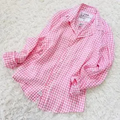 【希少】Frank & Eileen シャツ　チェック　リネン100 ピンク