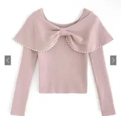 ビッグリボンパールニットトップス ピンク GRL dr672