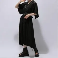 HARE ハレ スクエアソデシアーワンピースドレス ブラック