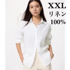 ✳️美品✳️UNIQLO プレミアムリネンシャツ 長袖 白 XXL【リネン100%】のサムネイル