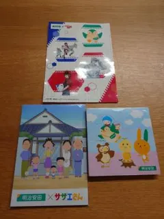 明治安田　サザエさん　メモ帳　 明治安田　メモ帳 はたらく細胞ステッカー