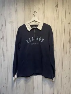 X-Large エクストララージ　ラガーシャツ　コットンシャツ　ハーフジップ