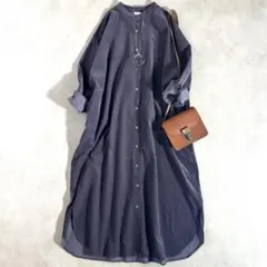 アーバンリサーチドアーズ コーデュロイシャツワンピース　綿100％　グレー系