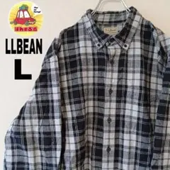 USA古着 LLBEAN ネルシャツ　L ブラック　グレー　チェック