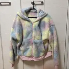 フリースジャケット パステルカラー フード付き