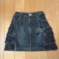 メゾピアノ 裏起毛デニムフリルスカート 130cm