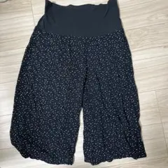 マタニティ 黒と白のドット柄 ガウチョパンツ