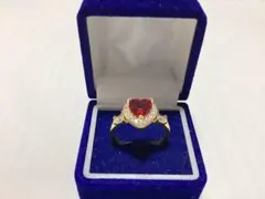 平成レトロ ビンテージ 金 GOLD 指輪 レッドストーン ハートデザイン