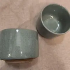 青磁 貫入 筒茶碗 小鉢 2客 直径10cm マルチボウル 和食器