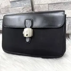 dunhill ダンヒル レザークラッチバッグ ハンドセカンドバッグ 黒革鞄