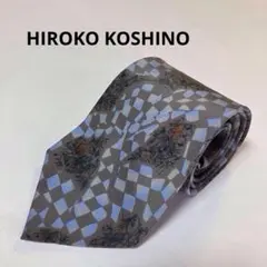HIROKO KOSHINO シルクネクタイ　グレー・青・オレンジ　ヴィンテージのサムネイル