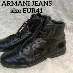 ARMANI JEANS レザーハイカットスニーカー 黒 EUR41 メンズのサムネイル