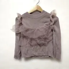 earth music&ecology 胸元チュールドッキングニットプルオーバー