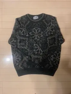 人気古着屋　総柄 ニット セーター　ヴィンテージ風 個性派 レトロ