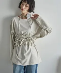 フリルビスチェセットルーズフィットロンT【ボーダー/無地】