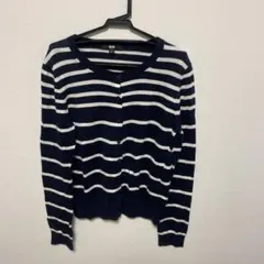 UNIQLO ネイビー/ホワイト ストライプ カーディガン S