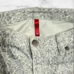 希少 ユニクロ UJ 総柄 スキニーパンツ 花柄 ボタニカル 28 グレー×白