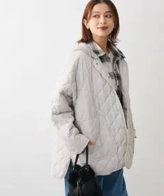 2way ニットフード　キルティングブルゾン