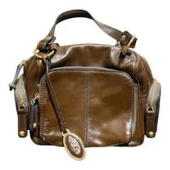 TOD'S ダークブラウン レザー y2kハンドバッグ