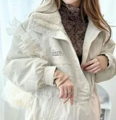 JaVa ジャバ アノラック ハーフ ジップ ブルゾン 立ち襟ボア アイボリー