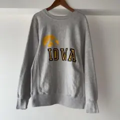 90’s USA製 "IOWA" リバース型プリントスウェット グレー Mのサムネイル