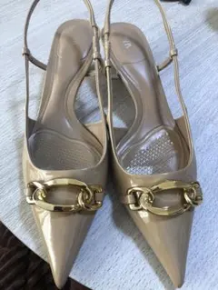 ZARA ミュール40 エナメル素材　ベージュ 早い者勝ち