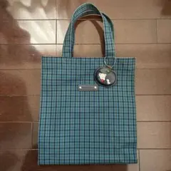 familiar チェック柄 トートバッグ 大 青