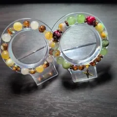 【2点セット】ハンドメイド　ビーズブレスレット　ブラウン系