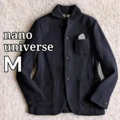 美品 ナノユニバース ホリゾンタルカラー ニットジャケット M ネイビー