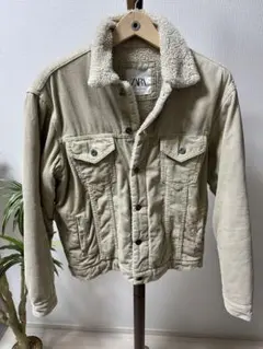 ZARA コーデュロイ ボアジャケット ベージュ S アメカジ