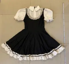 メイド服　エプロン、パニエ、靴下付き　4点セット　ブラック