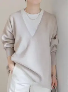 IÉNA イエナ　オーバーサイズ Vネックセーター ベージュ