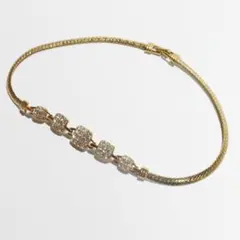 スワロフスキー スクエア クリスタル ネックレス チョーカー ゴールド