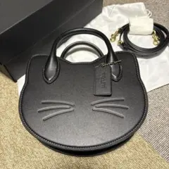 コーチ（COACH）ハンドバッグ キャットバッグ　黒 猫の顔ショルダーバッグ