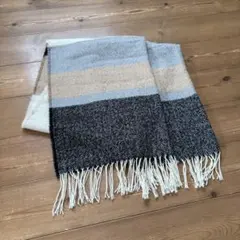 アクリル ヘリンボーンマフラー グレー ベージュ ブラック