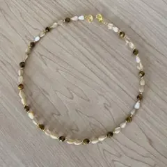 天然石タイガーアイとシェルのネックレス