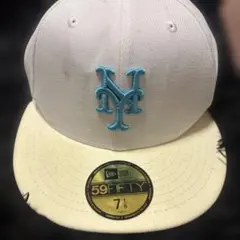 ニューエラ 59FIFTY NYメッツ 7 1/8 ホワイト 水色ロゴ キャップ