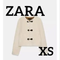 【新品未使用品】ZARA フェイクファートグルボタンジャケット　xs