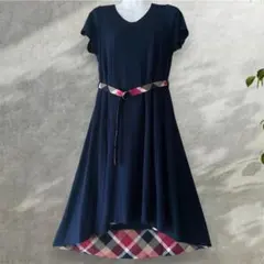 美品 ブルーレーベルクレストブリッジ ハイカウントポンチワンピース