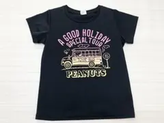 PEANUTSピーナッツ バスデザイン 半袖Tシャツ ブラック 吸水速乾 140のサムネイル