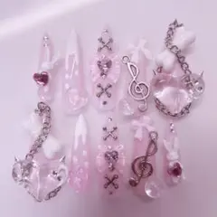 ♡現品♡ ネイルチップ 量産型 姫系 平成女児 ピンク 地雷 萌 ゴテゴテ