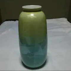 一点物希少久谷焼き銀彩 黄萌色 伊藤正峰 久谷宗秀伊藤正峰 フラワーベース花瓶